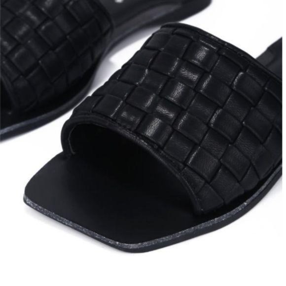 Slip On Square Toe Sandals in Black - Picture 2 of 6